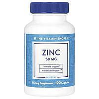 The Vitamin Shoppe, цинк, 50 мг, 100 капсул
