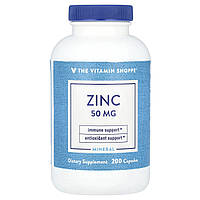 The Vitamin Shoppe, цинк, 50 мг, 200 капсул