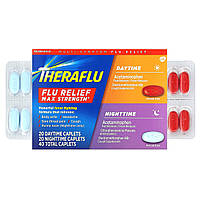 Theraflu, протигрипний засіб для максимальної дії, денний і нічний, 40 капсул