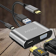 Конвертер Type-C 4в1 HDMI/VGA/USB/PD (206)