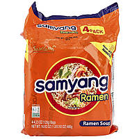 Samyang, рамен, 4 пакетики по 120 г (4,23 унції).