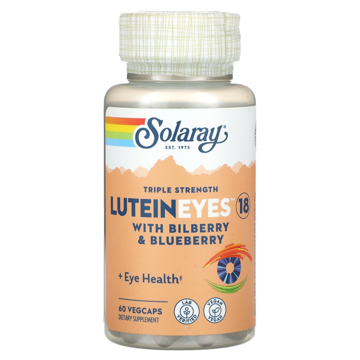 Solaray, LuteinEyes 18, з чорницею та лохиною, потрійна сила, 60 капсул VegCap