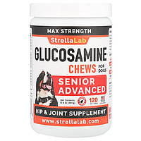 StrellaLab, Glucosamine Chews, Max Strength, Senior Advanced, For Dogs, Chicken, 120 Soft Chews, 12.6 oz (360 g)