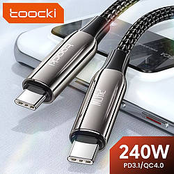 Кабель Toocki 240W (48V/5А) PD3.1 для заряджання та передачі даних, Type-C to Type-C, BLACK, 1м