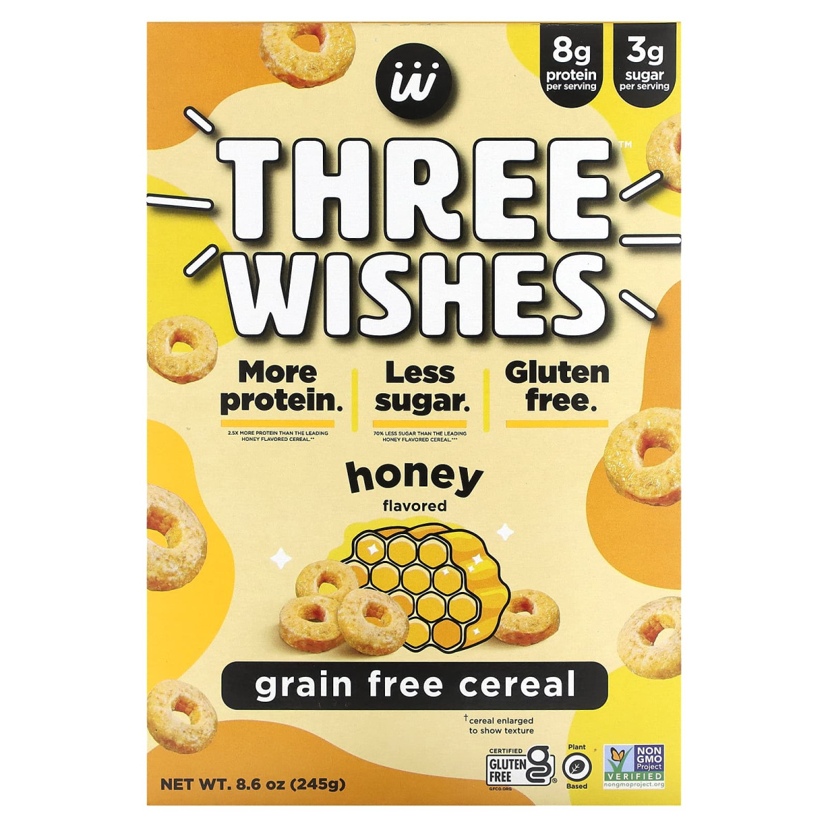 Three Wishes, беззернові пластівці, мед, 245 г (8,6 унції)