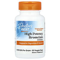 Бромелайн 3000, Bromelain 3000 GDU, Doctor's Best, 500 мг, 90 рослинних капсул