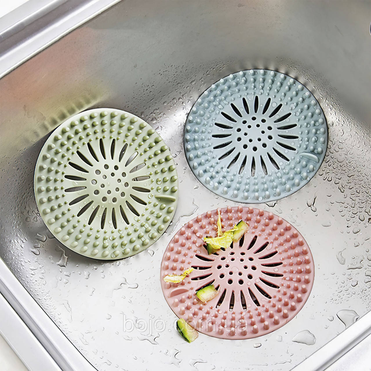 Універсальний силіконовий фільтр для зливу, сітка для раковини, фільтр-пробка для душа мікс кольорів (205)