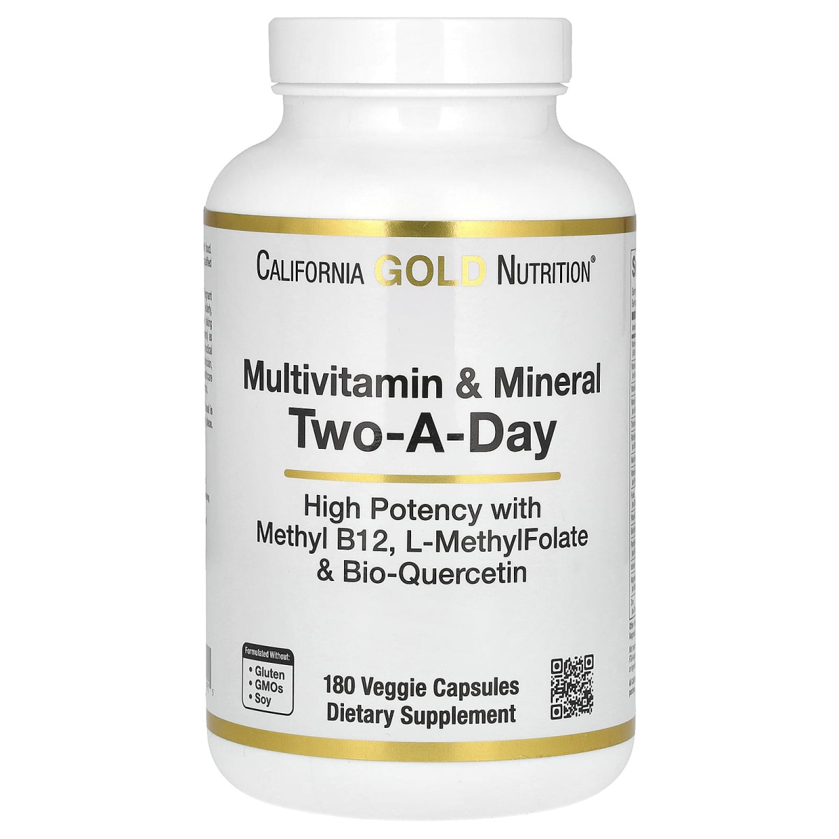 Мультивітаміни для щоденного прийому California Gold Nutrition (Daily Two-Per-Day Multivitamins) 180 рослинних капсул