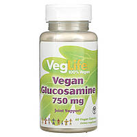 VegLife, веганський глюкозамін, 750 мг, 60 веганських капсул