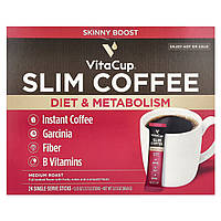 VitaCup, суміш розчинної кави Slim Blend, середнього обсмажування, 24 стіки по 3,7 г (0,13 унції)