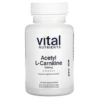 Vital Nutrients, ацетил-L-карнітин, 500 мг, 60 веганських капсул