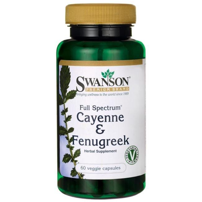 Кайєнна і Гуньба, Full Spectrum Cayenne,Fenugreek, Swanson, 60 капсул