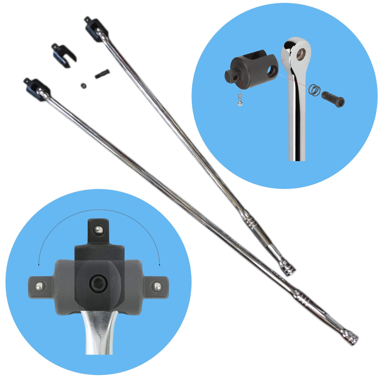 Набір воротків шарнірних 600 мм + 750 мм + ремкомплект ZBTools (ZBSK8025-3), фото 1