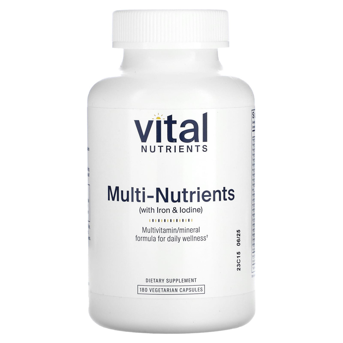 Vital Nutrients, мультинутрієнти (із залізом і йодом), 180 вегетаріанських капсул