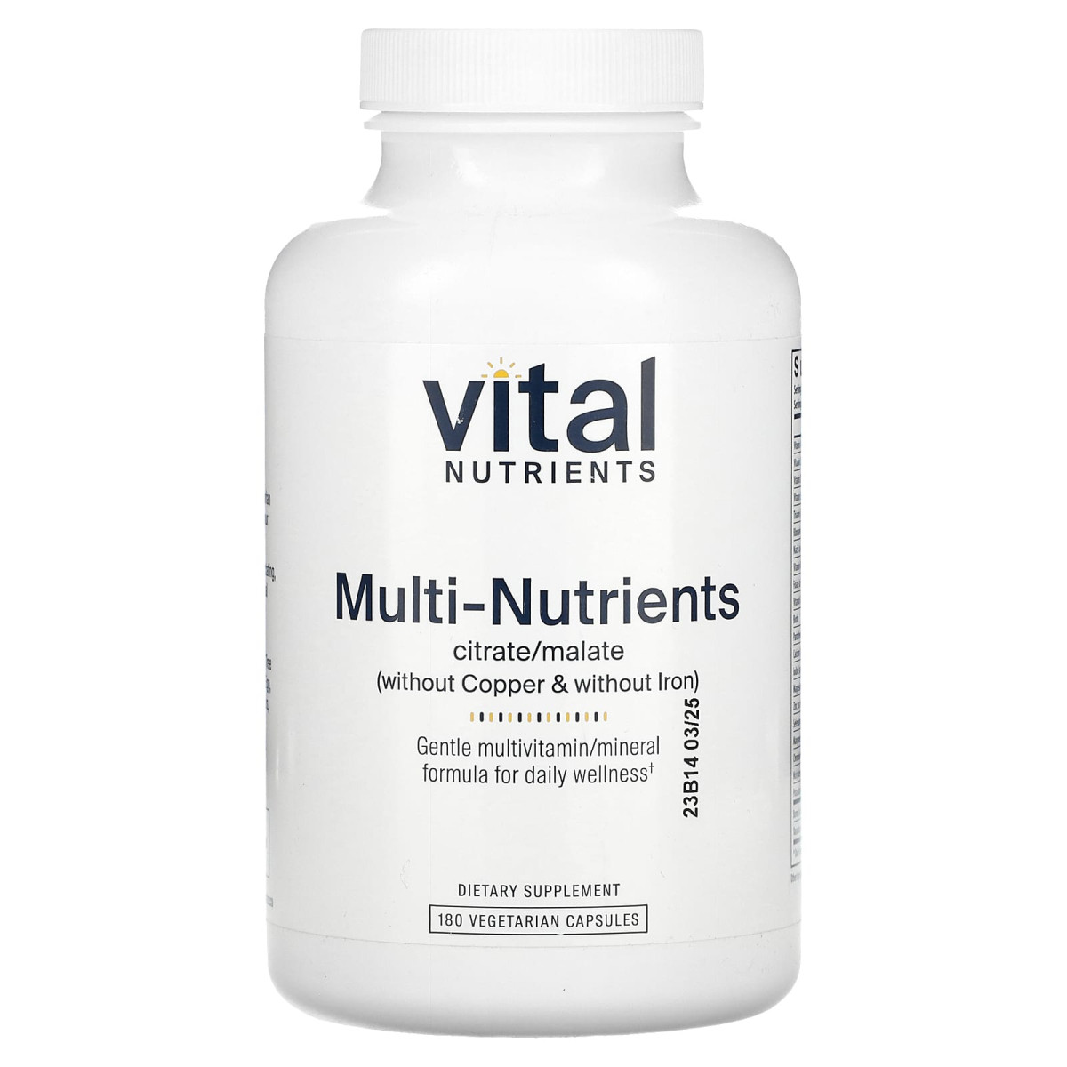 Vital Nutrients, мультинутриенти, цитрат і малат (без міді та заліза), 180 вегетаріанських капсул