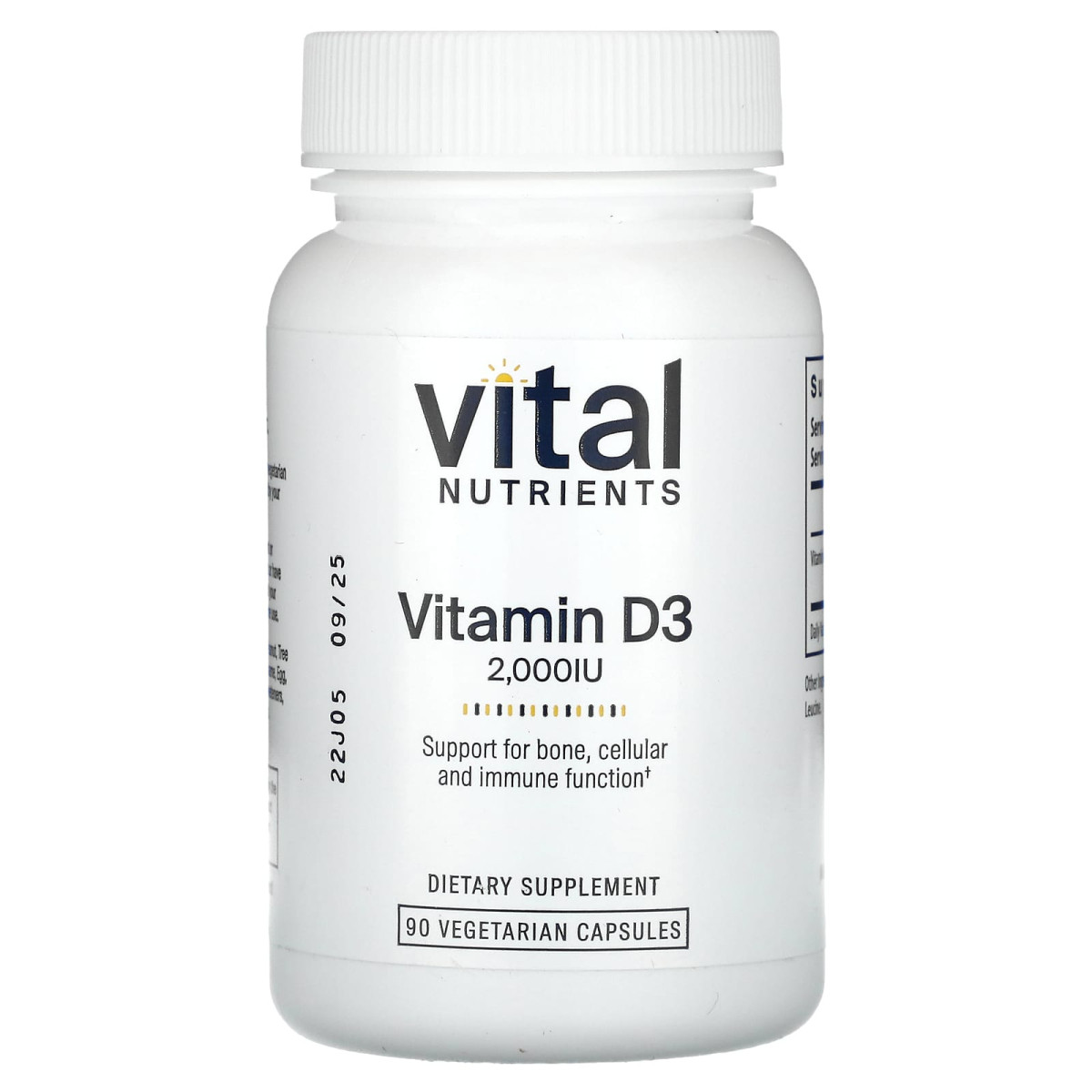 Vital Nutrients, вітамін D3, 2000 МО, 90 вегетаріанських капсул
