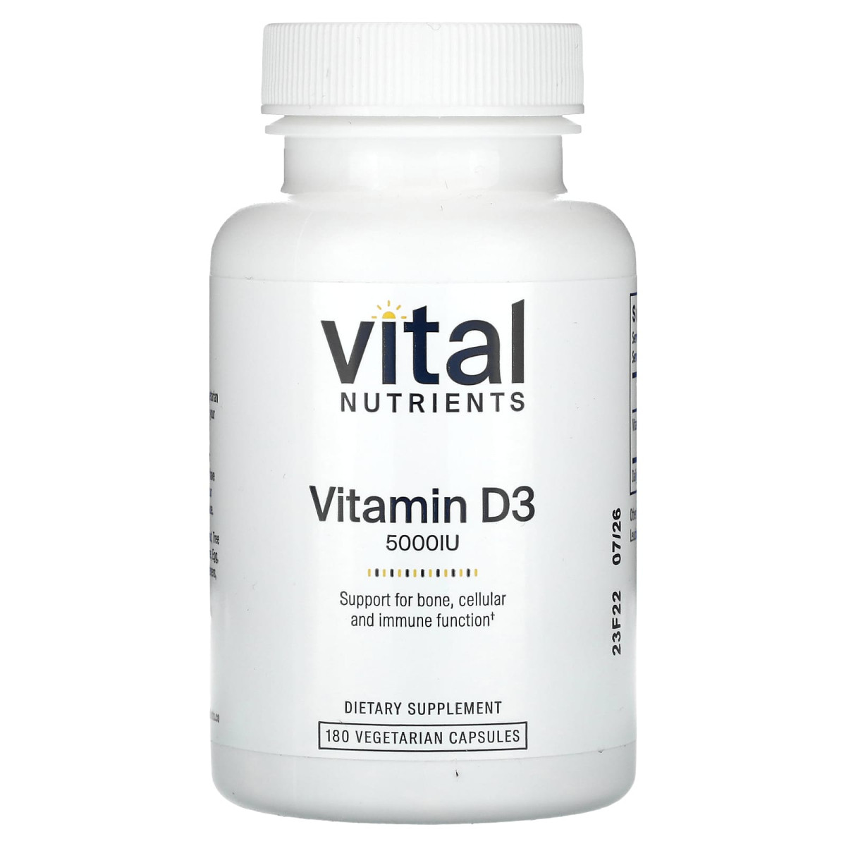 Vital Nutrients, вітамін D3, 5000 МО, 180 вегетаріанських капсул