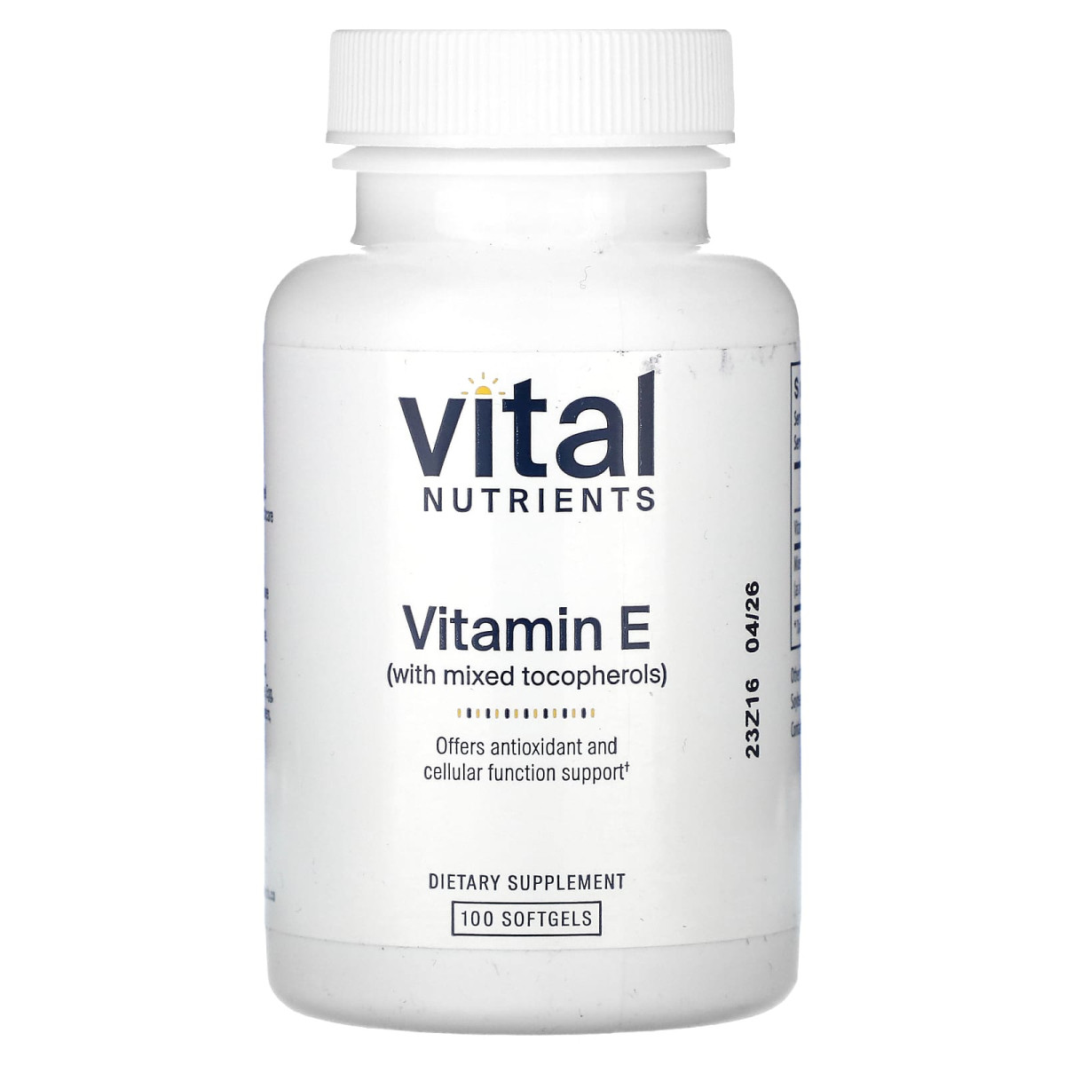 Vital Nutrients, вітамін E зі змішаними токоферолами, 100 капсул