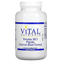 Vital Nutrients, Бетаїн HCl, пепсин, екстракт кореня тирличу, 225 капсул