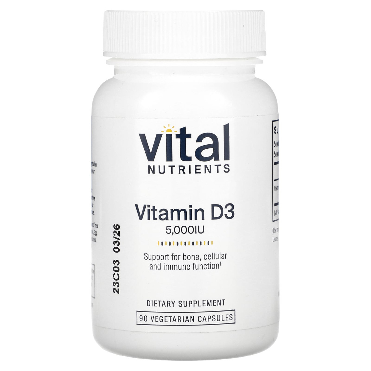 Vital Nutrients, Вітамін D3, 5000 МО, 90 вегетаріанських капсул