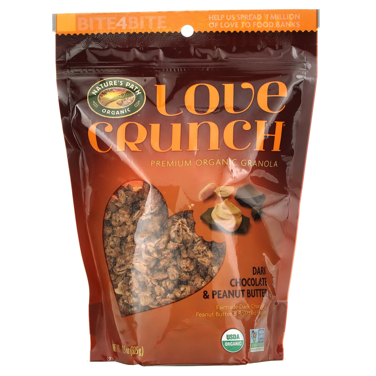Гранола Love Crunch, темний шоколад і арахісова паста, Nature's Path, 325 г