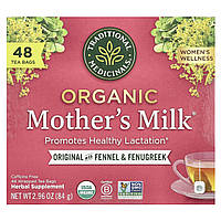 Traditional Medicinals, Organic Mother's Milk®, оригінальний чай із фенхелем і гуньбою, без кофеїну, 48 чайних пакетиків, 84 г