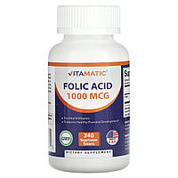Vitamatic, фолієва кислота, 1000 мкг, 240 вегетаріанських таблеток