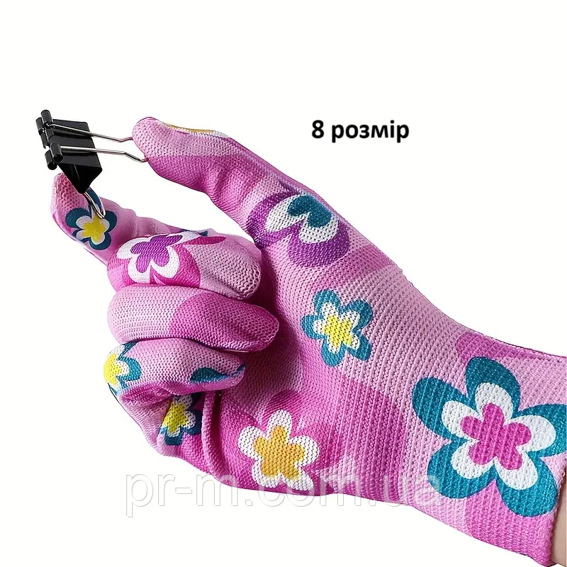 Рукавиці жіночі Квіти (напівсуха), JURAV 8 розмір, 12пар/уп