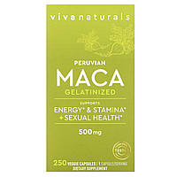 Viva Naturals, перуанська мака, желатинізована, 500 мг, 250 рослинних капсул