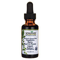 Рідкий екстракт ягоди глоду, листя і квітів (без спирту), Hawthorn Berry, Leaf,Flower Liquid Extract (Alcohol-Free), Swanson, 296
