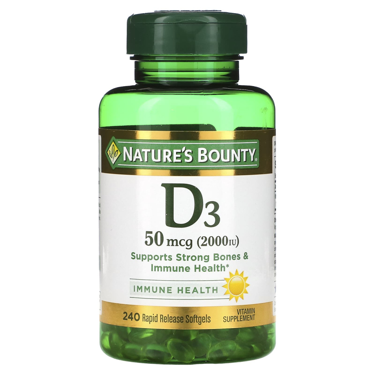Вітамін D3 Nature's Bounty (Vitamin D3 Immune Health) 50 мкг 2000 МО 240 капсул