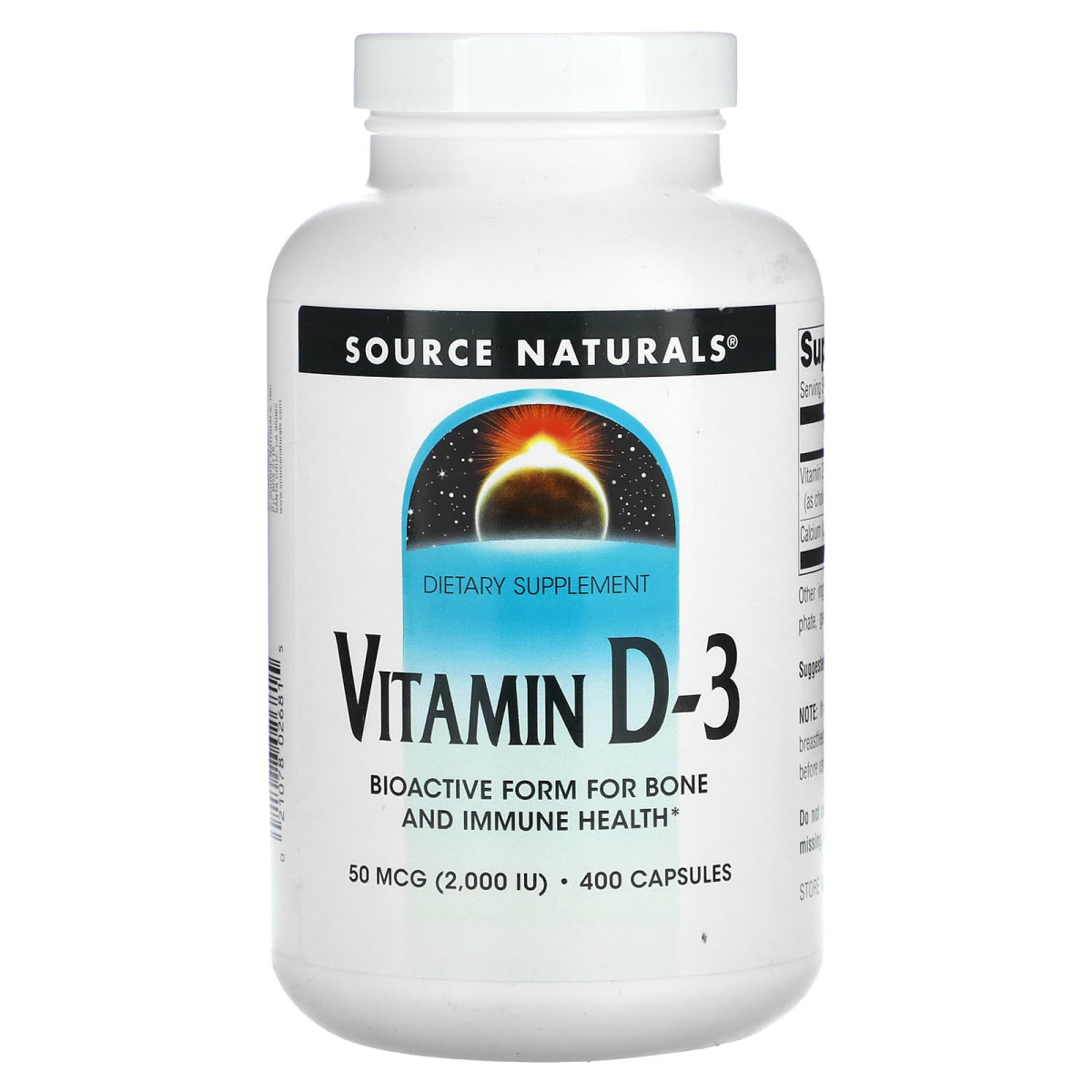 Вітамін D3 Source Naturals (Vitamin D3) 2000 МО 400 капсул