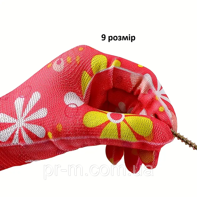 Рукавиці жіночі Квіти (напівсуха), JURAV 9 розмір, 12пар/уп