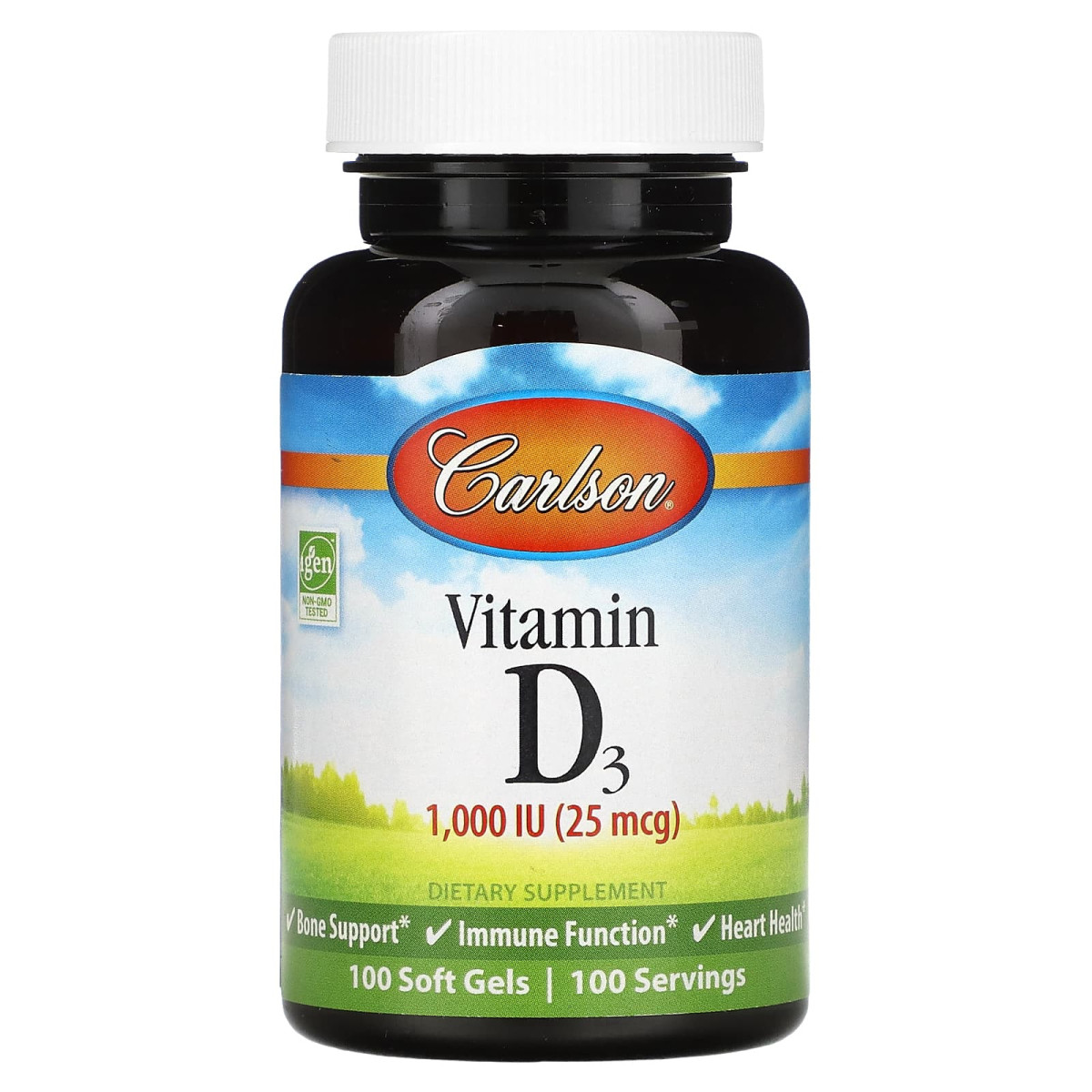 Вітамін Д3 Carlson Labs (Vitamin D3) 1000 МО 100 гелевих капсул