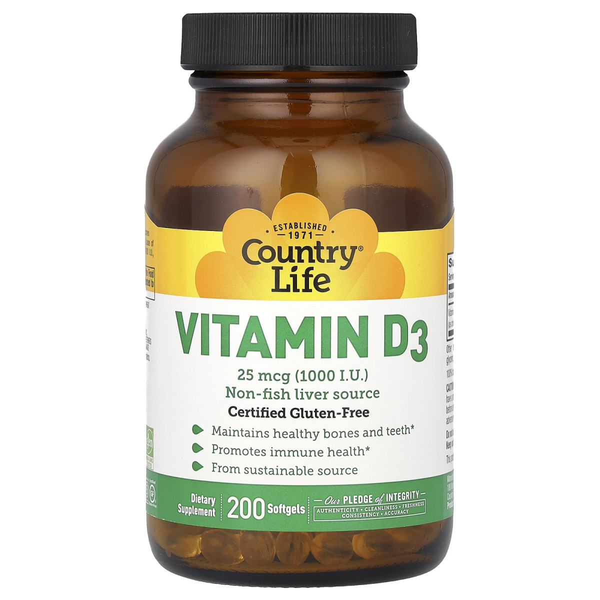 Вітамін Д3 Country Life (Vitamin D-3) 1000 МО 200 капсул