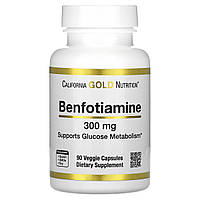 Бенфотіамін California Gold Nutrition (Benfotiamine) 300 мг 90 рослинних капсул