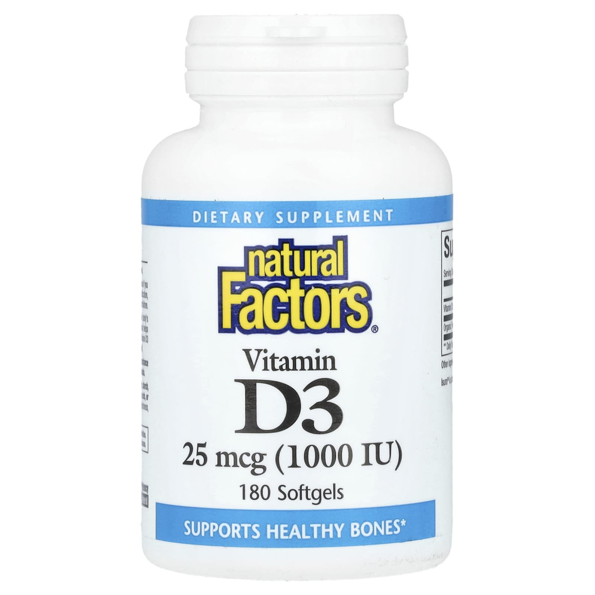 Вітамін Д3 Natural Factors (Vitamin D3) 25 мкг 1000 МО 180 м'яких пігулок