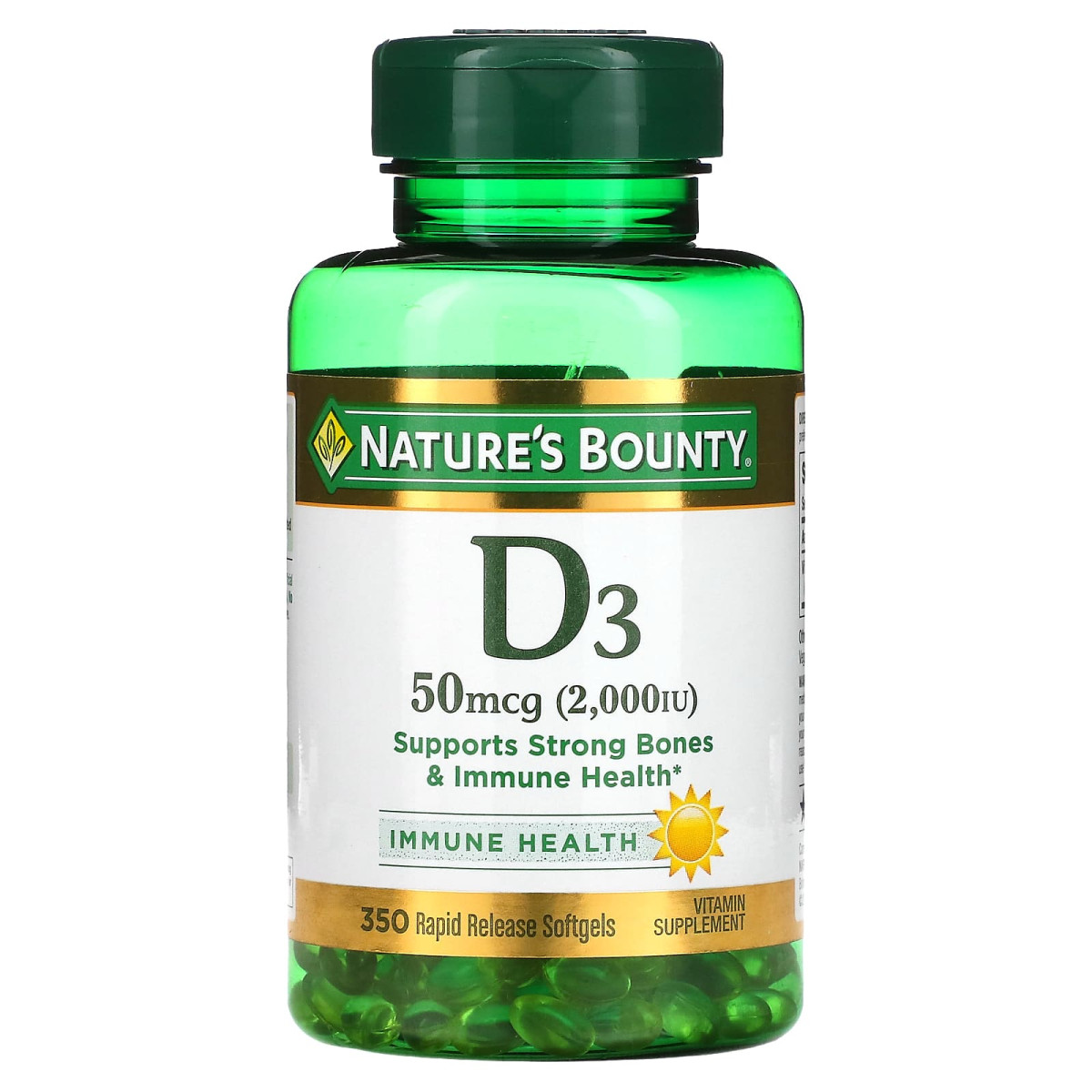 Вітамін Д3 Nature's Bounty (Vitamin D-3) 50 мкг 2000 МО 350 капсул