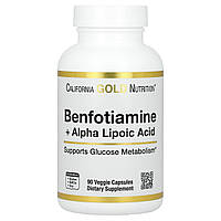 Бенфотіамін та альфа-ліпоєва кислота California Gold Nutrition (Benfotiamine and Alpha Lipoic Acid) 90 вегетаріанських капсул