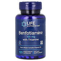 Бенфотіамін з тіаміном Life Extension (Benfotiamine with Thiamine) 100 мг 120 рослинних капсул
