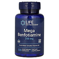 Бенфотиамин, Mega Benfotiamine, Life Extension, 250 мг, 120 капсул на рослинній основі