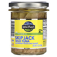Дикий тунець в чистій оливковій олії, Skipjack Wild Tuna in Pure Olive Oil, Wild Planet, 190 г