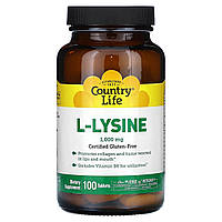 Лізин Country Life (L-Lysine) 1000 мг 100 таблеток