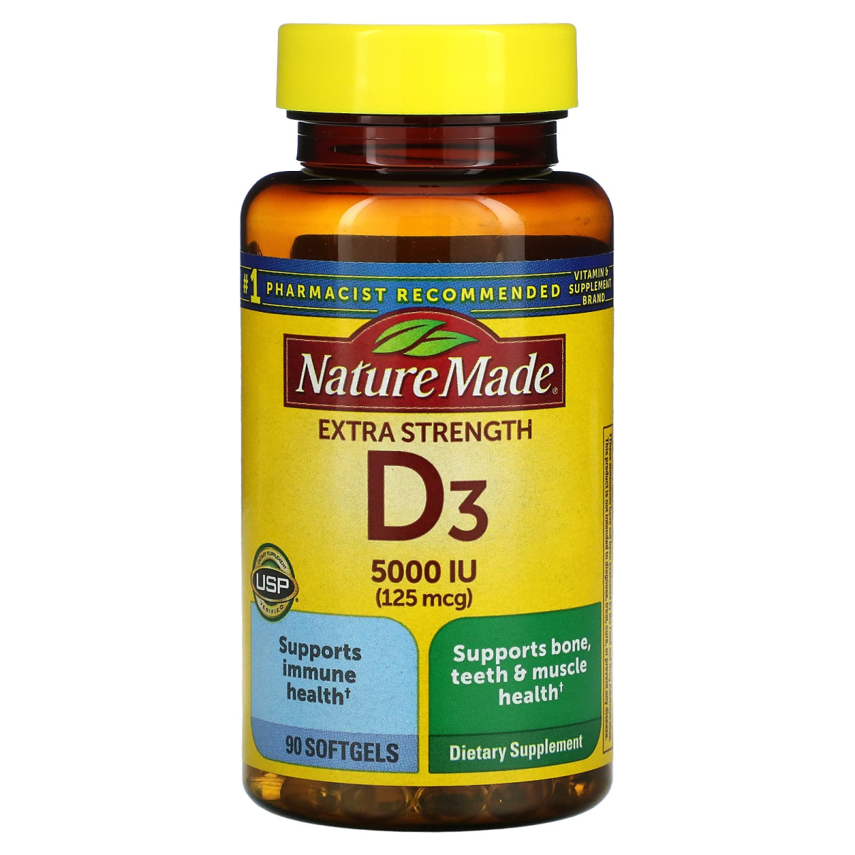 Вітамін Д3 ультра сила Nature Made (Vitamin D3) 5000 МО 90 гелевих капсул