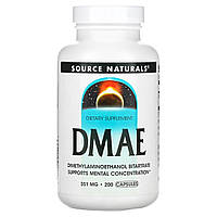 ДМАЕ, DMAE, Source Naturals, 351 мг, 200 капсул
