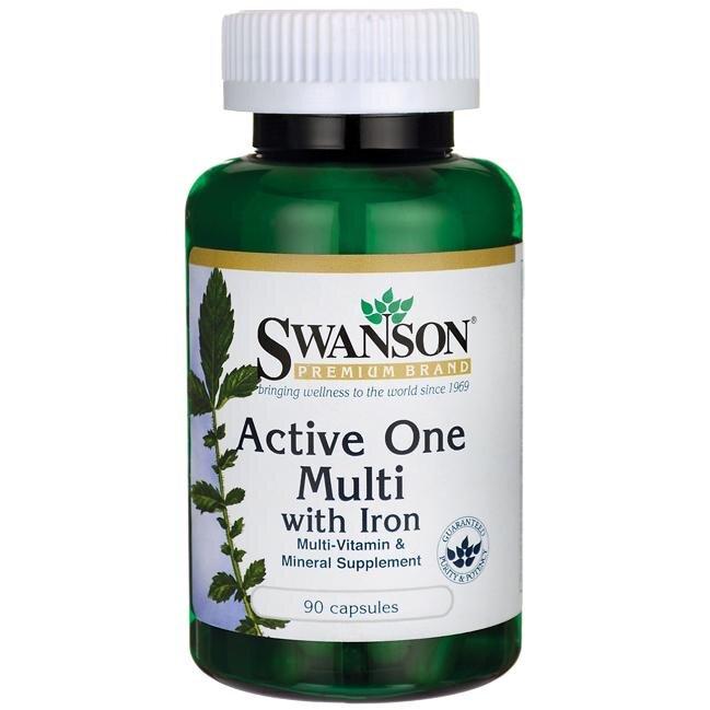 Мультивітаміни без заліза, Active One Multivitamin with Iron, Swanson, 90 капсул