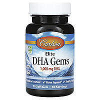 Докозагексаєнова кислота (ДГК), Elite DHA Gems, Carlson Labs, 1000 мг, 30 гелевих капсул
