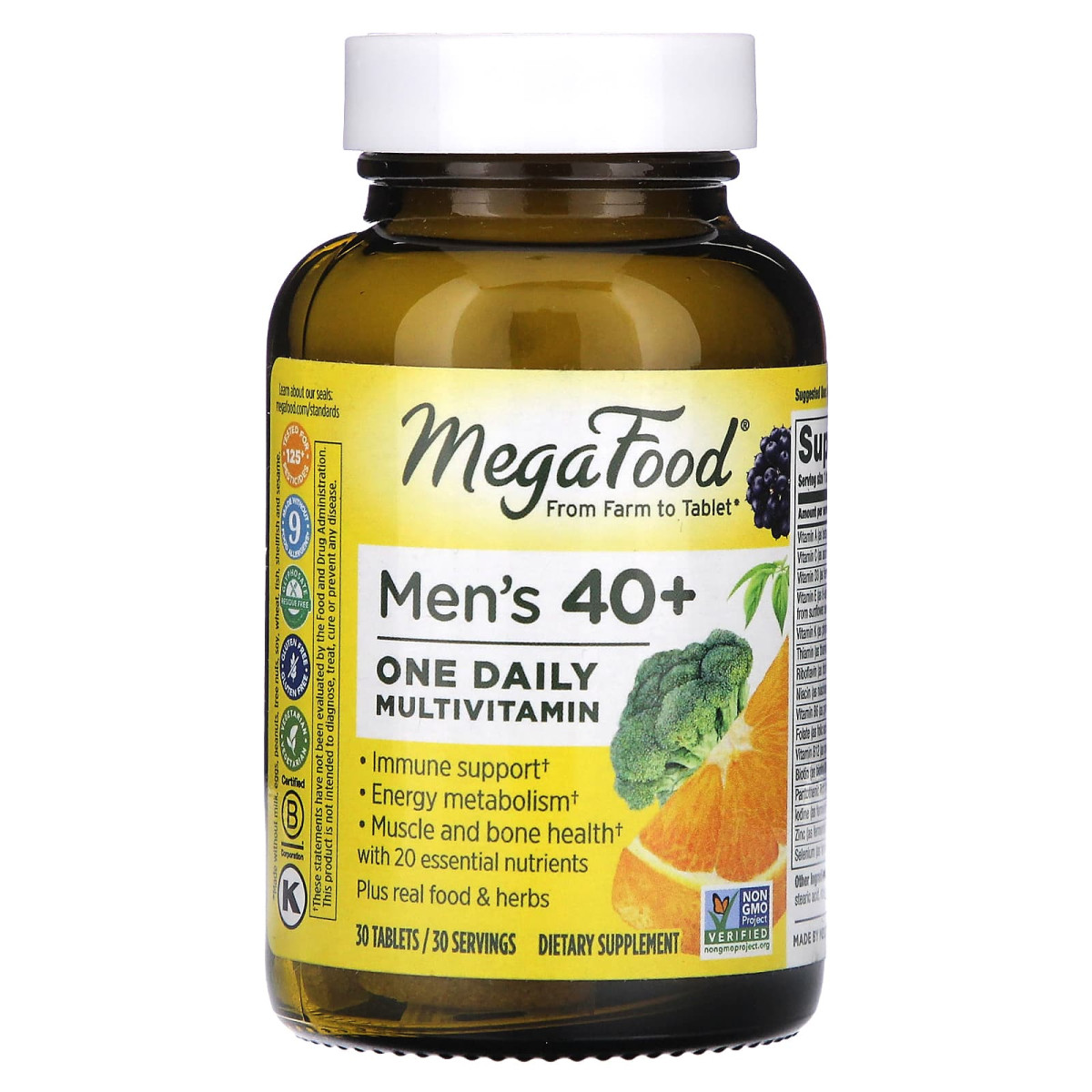 Мультивітаміни для чоловіків 40+ MegaFood (Men Over 40 One Daily) 30 таблеток