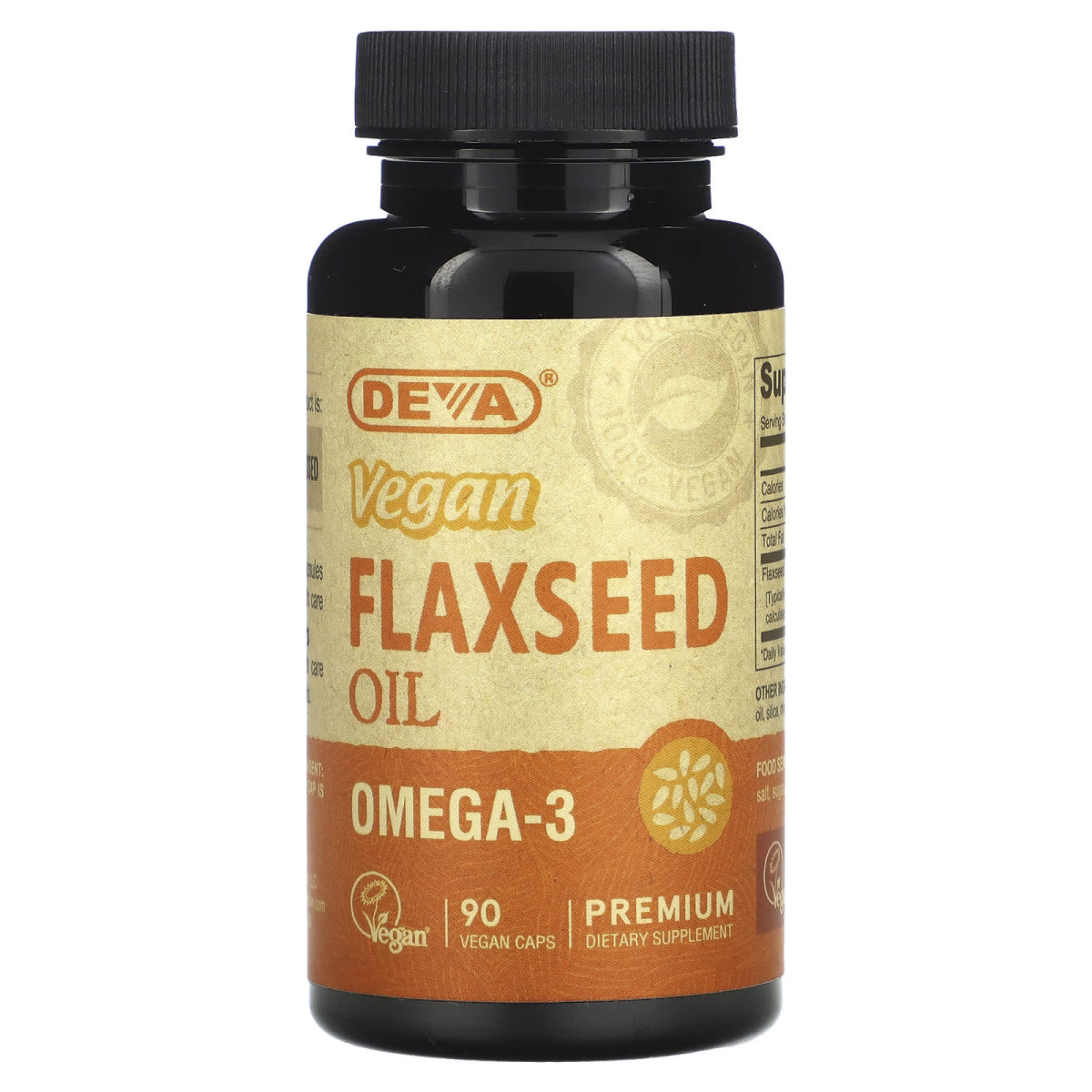 Лляна олія для веганів Deva (Vegan Flaxseed Oil) 500 мг 90 капсул