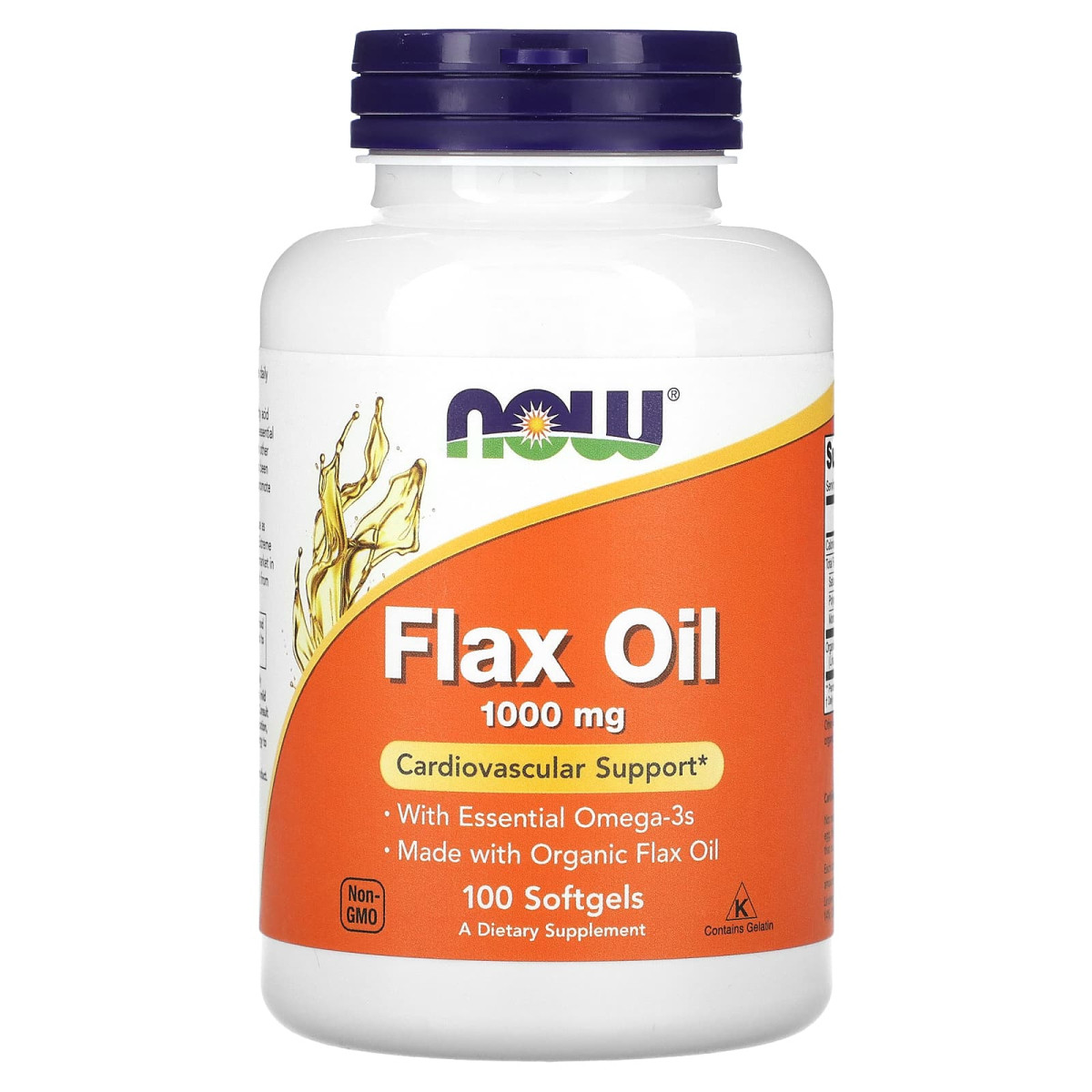 Лляна олія органічна Now Foods (Flax Oil) 1000 мг 100 гелевих капсул